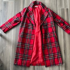 Boohoo tartan coat, size medium.